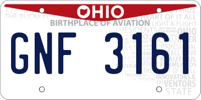 OH license plate GNF3161