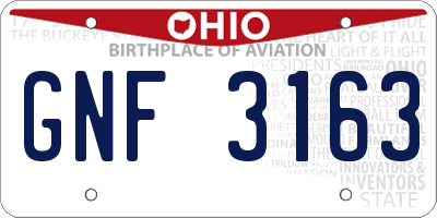 OH license plate GNF3163