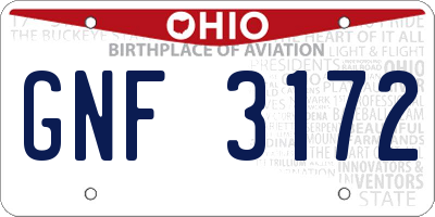 OH license plate GNF3172