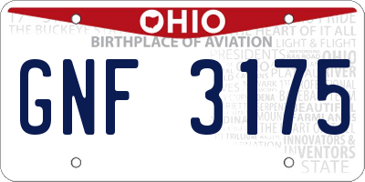 OH license plate GNF3175