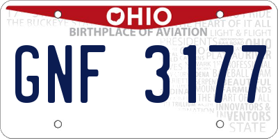 OH license plate GNF3177