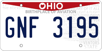 OH license plate GNF3195