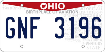 OH license plate GNF3196