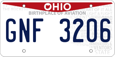 OH license plate GNF3206
