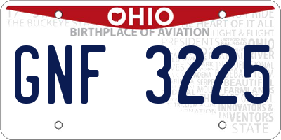 OH license plate GNF3225