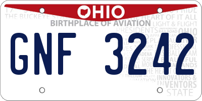 OH license plate GNF3242