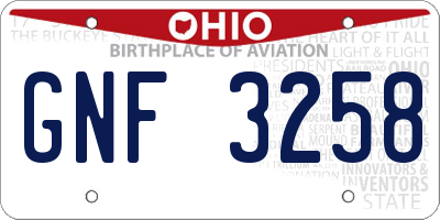 OH license plate GNF3258