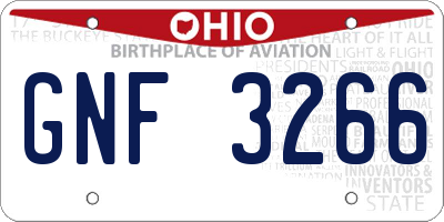 OH license plate GNF3266