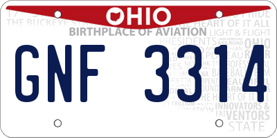 OH license plate GNF3314