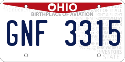 OH license plate GNF3315