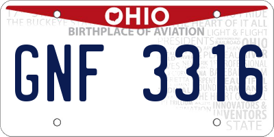 OH license plate GNF3316