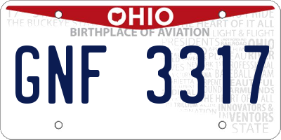 OH license plate GNF3317
