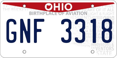 OH license plate GNF3318