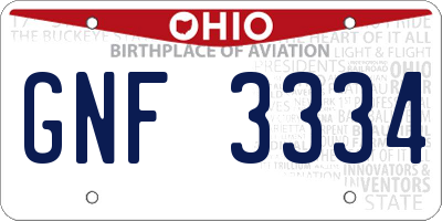 OH license plate GNF3334
