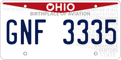 OH license plate GNF3335