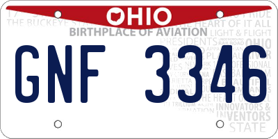 OH license plate GNF3346
