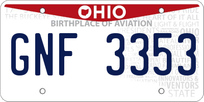 OH license plate GNF3353
