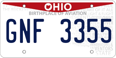 OH license plate GNF3355