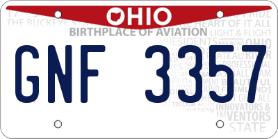 OH license plate GNF3357