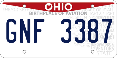 OH license plate GNF3387