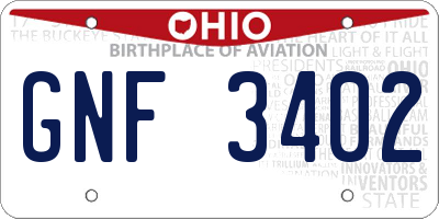 OH license plate GNF3402