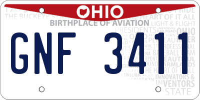 OH license plate GNF3411