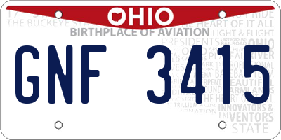 OH license plate GNF3415