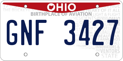 OH license plate GNF3427