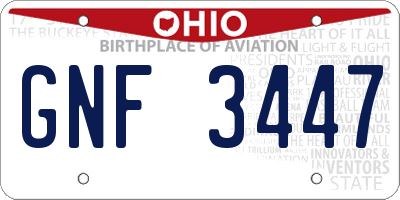 OH license plate GNF3447