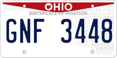 OH license plate GNF3448