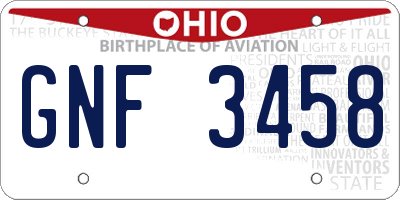 OH license plate GNF3458