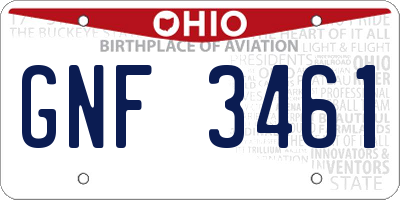 OH license plate GNF3461