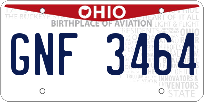 OH license plate GNF3464