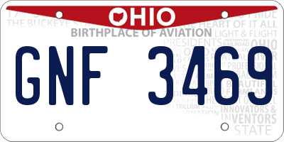 OH license plate GNF3469