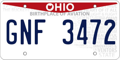 OH license plate GNF3472