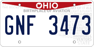 OH license plate GNF3473
