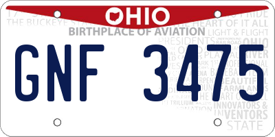 OH license plate GNF3475