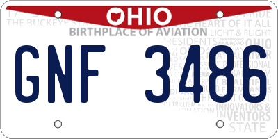 OH license plate GNF3486