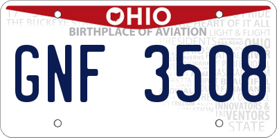 OH license plate GNF3508