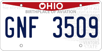 OH license plate GNF3509