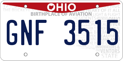 OH license plate GNF3515