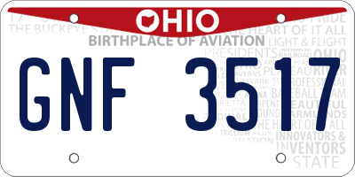 OH license plate GNF3517