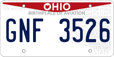 OH license plate GNF3526