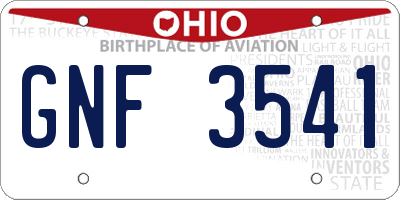 OH license plate GNF3541