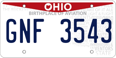 OH license plate GNF3543