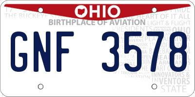 OH license plate GNF3578
