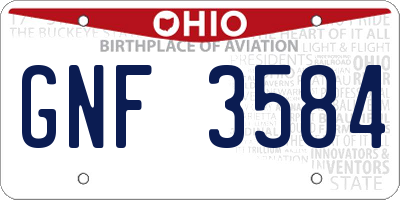 OH license plate GNF3584