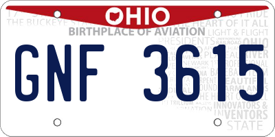 OH license plate GNF3615