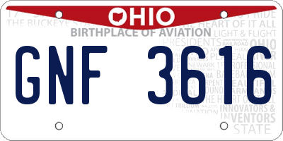 OH license plate GNF3616