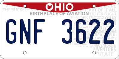 OH license plate GNF3622